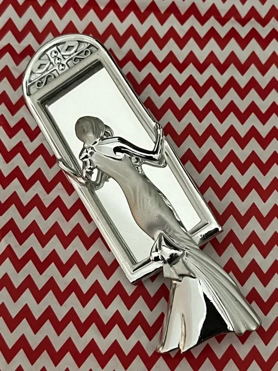 Whimsical Silver Broach - Elegant Lady Looking Into a Mirror - Unique! - Picture 7 of 7